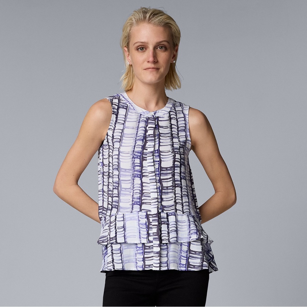 Simply Vera Vera Wang Sleeveless Flounce Shirt